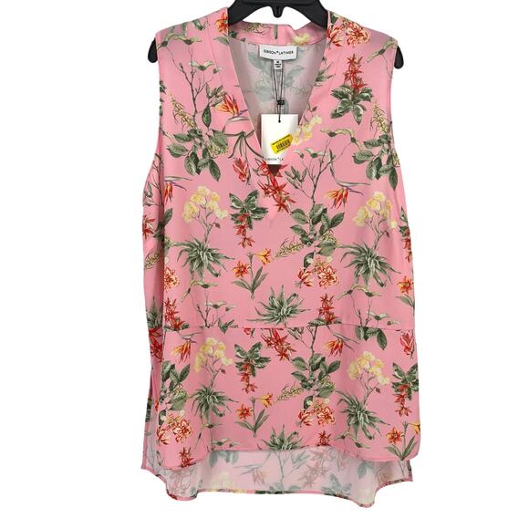 Gibson Latimer Carnation Pink Botanical Floral Print Shirt Womens Size Medium - Picture 1 of 6